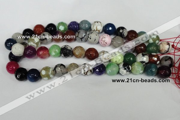 CAG1550 15.5 inches 14mm faceted round fire crackle agate beads