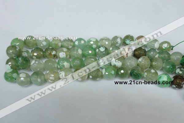 CAG1552 15.5 inches 14mm faceted round fire crackle agate beads