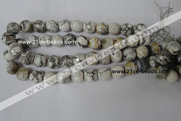 CAG1555 15.5 inches 16mm faceted round fire crackle agate beads