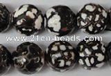 CAG1556 15.5 inches 16mm faceted round fire crackle agate beads