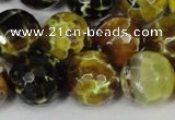 CAG1557 15.5 inches 16mm faceted round fire crackle agate beads