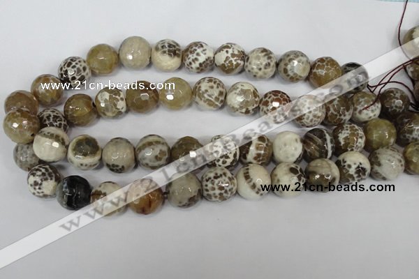 CAG1558 15.5 inches 16mm faceted round fire crackle agate beads