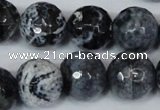 CAG1559 15.5 inches 16mm faceted round fire crackle agate beads