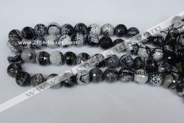 CAG1559 15.5 inches 16mm faceted round fire crackle agate beads