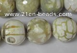 CAG1565 15.5 inches 18mm faceted round fire crackle agate beads