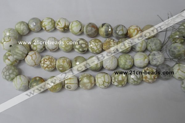 CAG1565 15.5 inches 18mm faceted round fire crackle agate beads