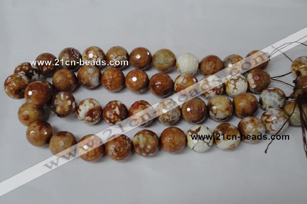 CAG1566 15.5 inches 18mm faceted round fire crackle agate beads