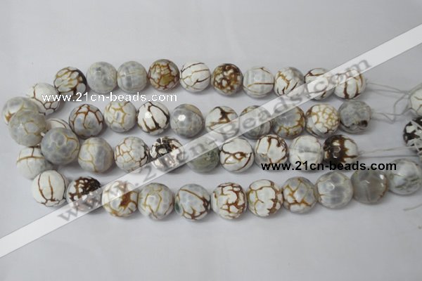 CAG1567 15.5 inches 18mm faceted round fire crackle agate beads