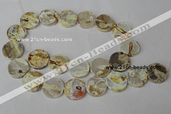 CAG1570 15.5 inches 18mm coin fire crackle agate beads wholesale