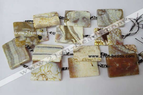 CAG1573 15.5 inches 30*40mm rectangle fire crackle agate beads