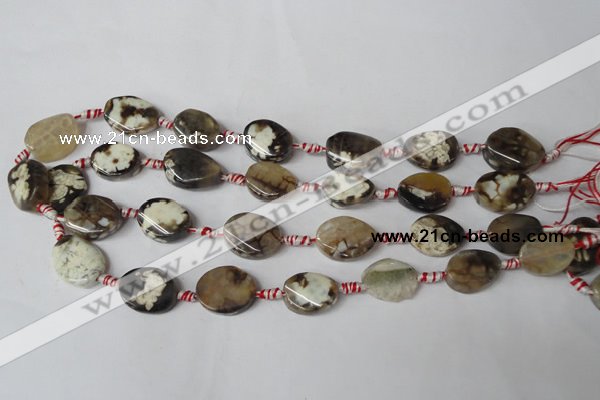 CAG1576 15.5 inches 15*20mm twisted oval fire crackle agate beads