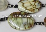 CAG1577 15.5 inches 20*30mm twisted oval fire crackle agate beads