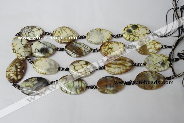 CAG1577 15.5 inches 20*30mm twisted oval fire crackle agate beads