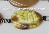 CAG1578 15.5 inches 20*30mm twisted oval fire crackle agate beads