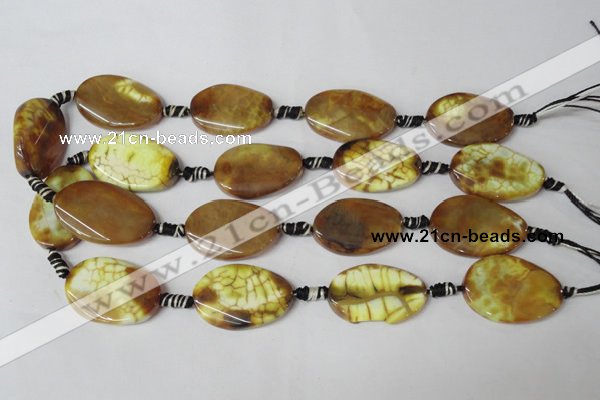 CAG1578 15.5 inches 20*30mm twisted oval fire crackle agate beads