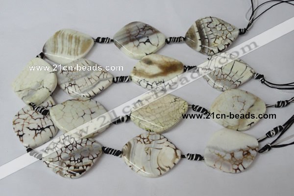 CAG1581 15.5 inches 30*38mm twisted marquise fire crackle agate beads