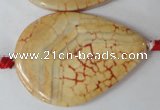 CAG1585 15.5 inches 30*45mm flat teardrop fire crackle agate beads