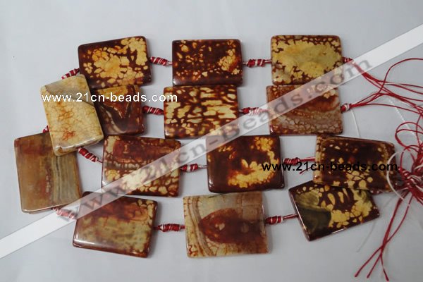 CAG1587 15.5 inches 30*40mm rectangle fire crackle agate beads