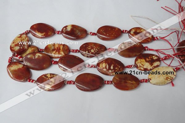 CAG1589 15.5 inches 20*30mm twisted oval fire crackle agate beads