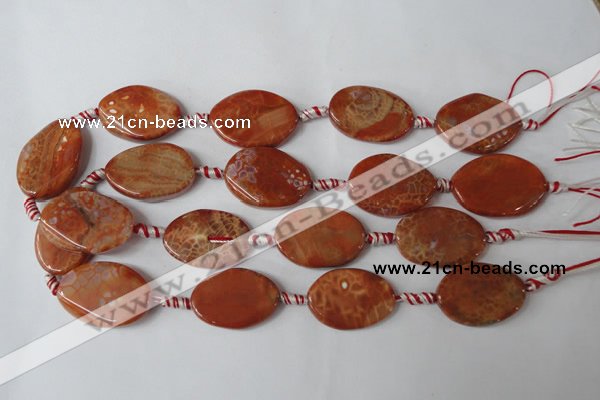 CAG1590 15.5 inches 20*30mm twisted oval fire crackle agate beads