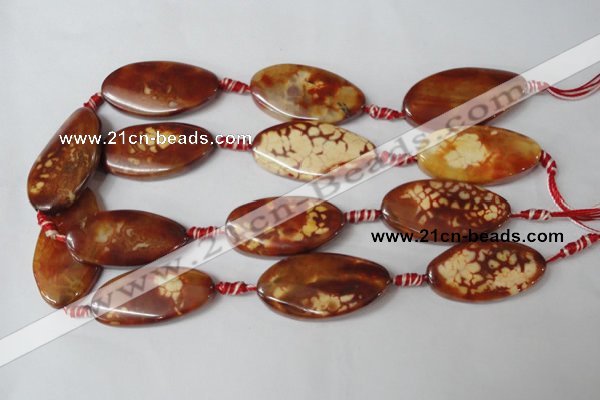 CAG1591 15.5 inches 22*38mm twisted oval fire crackle agate beads