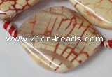 CAG1593 15.5 inches 30*38mm twisted marquise fire crackle agate beads