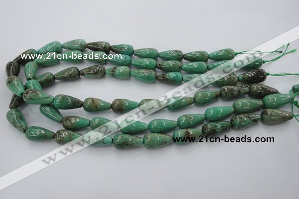 CAG1601 15.5 inches 10*20mm teardrop green grass agate gemstone beads