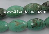 CAG1607 15.5 inches 13*20mm faceted rice green grass agate beads