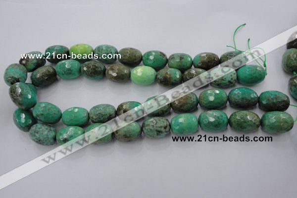 CAG1609 15.5 inches 15*20mm faceted drum green grass agate beads