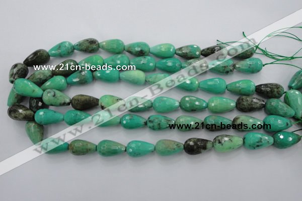 CAG1610 15.5 inches 12*20mm faceted teardrop green grass agate beads