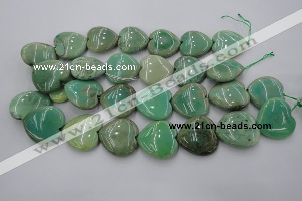 CAG1612 15.5 inches 30*30mm heart green grass agate beads