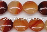 CAG1650 15.5 inches 20mm flat round red agate gemstone beads