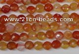 CAG1655 15.5 inches 6mm faceted round red agate gemstone beads