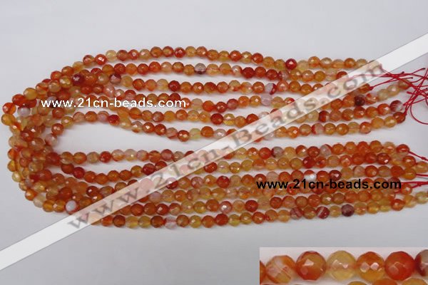 CAG1655 15.5 inches 6mm faceted round red agate gemstone beads