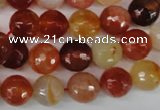 CAG1657 15.5 inches 10mm faceted round red agate gemstone beads