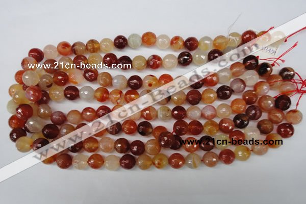 CAG1657 15.5 inches 10mm faceted round red agate gemstone beads