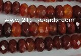 CAG1665 15.5 inches 6*10mm faceted rondelle red agate gemstone beads