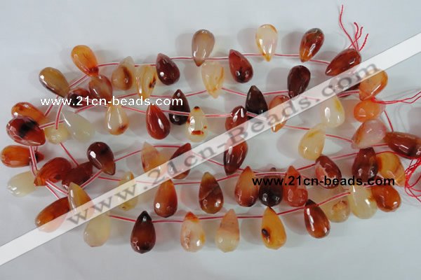 CAG1669 Top-drilled 13*18mm faceted teardrop red agate gemstone beads