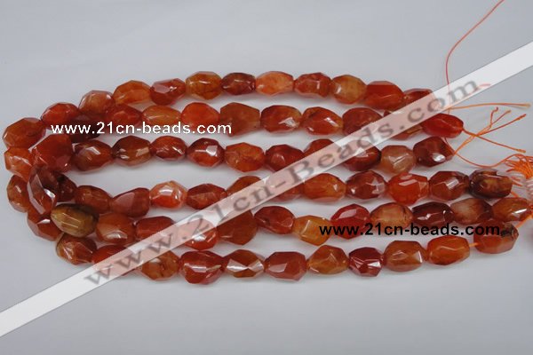 CAG1672 15.5 inches 12*17mm faceted nuggets red agate gemstone beads