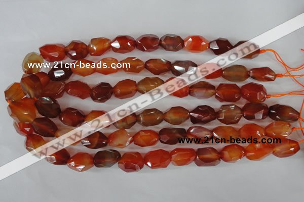 CAG1673 15.5 inches 14*18mm faceted nuggets red agate gemstone beads