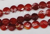 CAG1675 15.5 inches 8mm faceted coin red agate gemstone beads