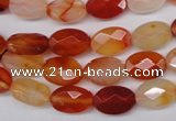 CAG1678 15.5 inches 8*12mm faceted oval red agate gemstone beads