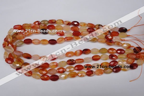 CAG1678 15.5 inches 8*12mm faceted oval red agate gemstone beads