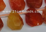 CAG1680 Top-drilled 15*18mm faceted nuggets red agate gemstone beads