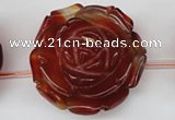 CAG1682 15.5 inches 38mm carved flower red agate gemstone beads