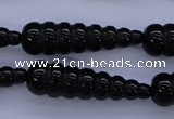 CAG1697 15.5 inches 10*35mm carved teardrop black agate beads