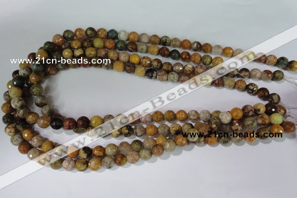 CAG1712 15.5 inches 8mm faceted round rainbow agate beads