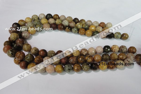 CAG1714 15.5 inches 12mm faceted round rainbow agate beads