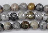 CAG1750 15.5 inches 8mm faceted round silver needle agate beads