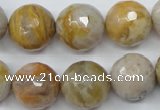 CAG1835 15.5 inches 16mm faceted round bamboo leaf agate beads